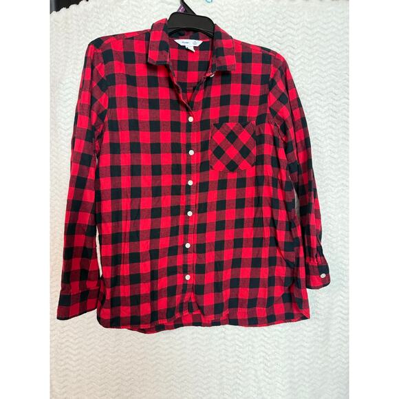 Old Navy the classic shirt Button up red and black plaid Size XL - Picture 4 of 6